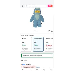 $31.35 Amazon.com: Lego Minifigure Shark Suit Guy 14  Plush Character : Toys & Games 乐高拼图玩偶