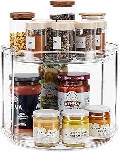 Amazon.com - LAMU 2 Tier Lazy Susan Turntable Organizer 9.25'' Rotating Spice Rack Organization for Cabinet, Kitchen, Pantry, Countertop, Bathroom, Vanity, Medicine Cabinet Organizer, Clear