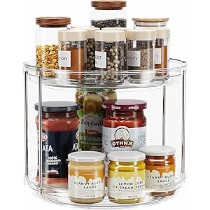 $8.54 Amazon.com - LAMU 2 Tier Lazy Susan Turntable Organizer 9.25'' Rotating Spice Rack Organization for Cabinet, Kitchen, Pantry, Countertop, Bathroom, Vanity, Medicine Cabinet Organizer, Clear