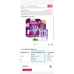 $8.49 Amazon.com: EchoRid Mini Disposable Toothbrush, Pre-Pasted Toothbrushes with Toothpaste and Toothpick for Travel - Fluoride Free, No Rinsing Needed, Mint Flavor, Fresh Breath Anywhere Anytime - 28 Ct 