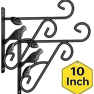 $6.74 Amazon.com : AMAGABELI GARDEN & HOME 2 Pack Hanging Plant Hanger Outdoor 10 inch Metal Hanging Brackets Fence Wall Hooks for Flower Baskets Bird Feeders Lanterns Wind Chimes Rust-Resista
