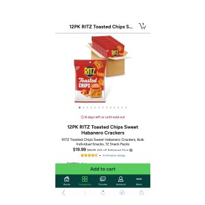 $19.99 12PK RITZ Toasted Chips Sweet Habanero Crackers