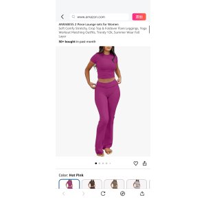 $11.99 Amazon.com: ANRABESS 2 Piece Lounge sets for Women Hot Pink S | Soft Comfy Stretchy, Crop Top & Foldover Flare Leggings, Yoga Workout Matching Outfits, Trendy Y2k, Summer Wear Fall Layer : Clothing, S