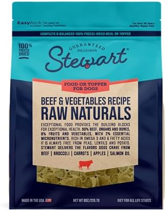 Stewart Raw Naturals Freeze Dried Raw Dog Food or Meal Topper, Beef &amp; Vegetables Recipe, 8 Ounce 