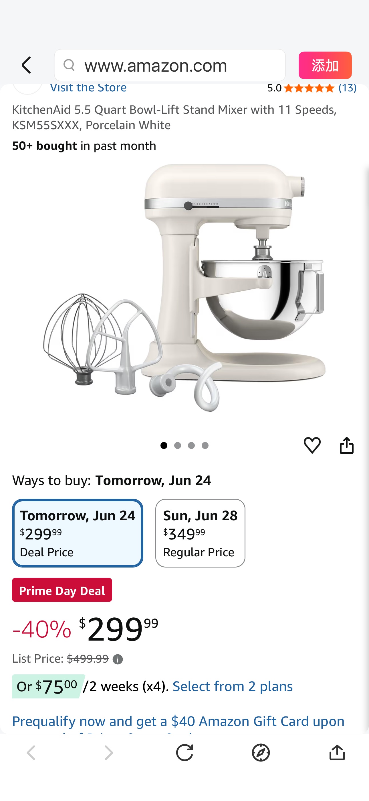 Amazon.com: KitchenAid 5.5 Quart Bowl-Lift Stand Mixer with 11 Speeds, KSM55SXXX, Porcelain White: Home & Kitchen