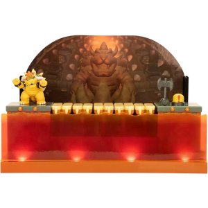 $17.97 Super Mario Nintendo Deluxe Bowser Battle Playset with Lights and Sounds, 2.5 Inch Bowser Action Figure Included : Video Games