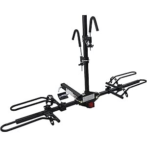 $44.31 Amazon.com: MaxxHaul Platform Bike Rack for 2 Bikes - Hitch Mounted Tray Carrier for SUV, Van, & Truck - Adjustable Tire Cradles & Foam Padded Hooks - Fits 2" Class III & IV