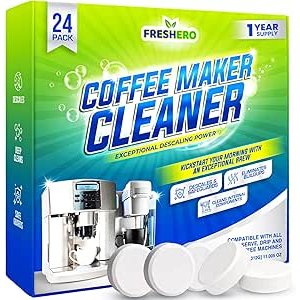 $8.98 Amazon.com: Coffee Maker Cleaner and descaler Tablets – 24 Pack, Compatible with Nespresso, Keurig, Breville, Ninja, Delonghi & more, Coffee pot cleaner tabs, Coffee Machine Descaling so
