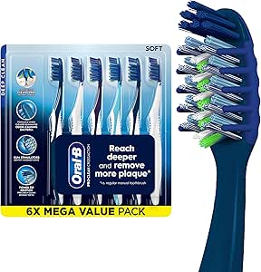 Amazon.com : Oral-B Pro Clean Cross Action Toothbrushes, Deep Plaque Removal, 6 Count : Health &amp; Household