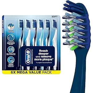 $9.59 Amazon.com : Oral-B Pro Clean Cross Action Toothbrushes, Deep Plaque Removal, 6 Count : Health & Household