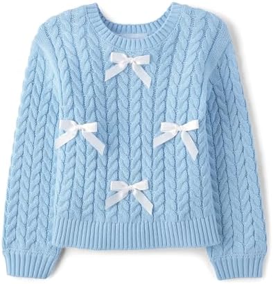 Amazon.com: The Children's Place,Baby-Girls,and Toddler Long Sleeve Crew Neck Pullover Sweater,Party Blue Bows,3 Years: Clothing, Shoes &amp; Jewelry