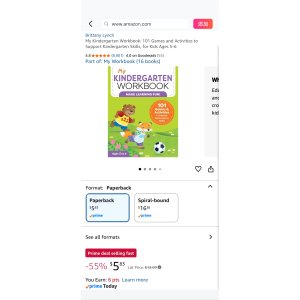 $5.83 My Kindergarten Workbook: 101 Games and Activities to Support Kindergarten Skills, for Kids Ages 5-6: Lynch, Brittany: 9781641524988: Amazon.com: Books 幼儿园练习册