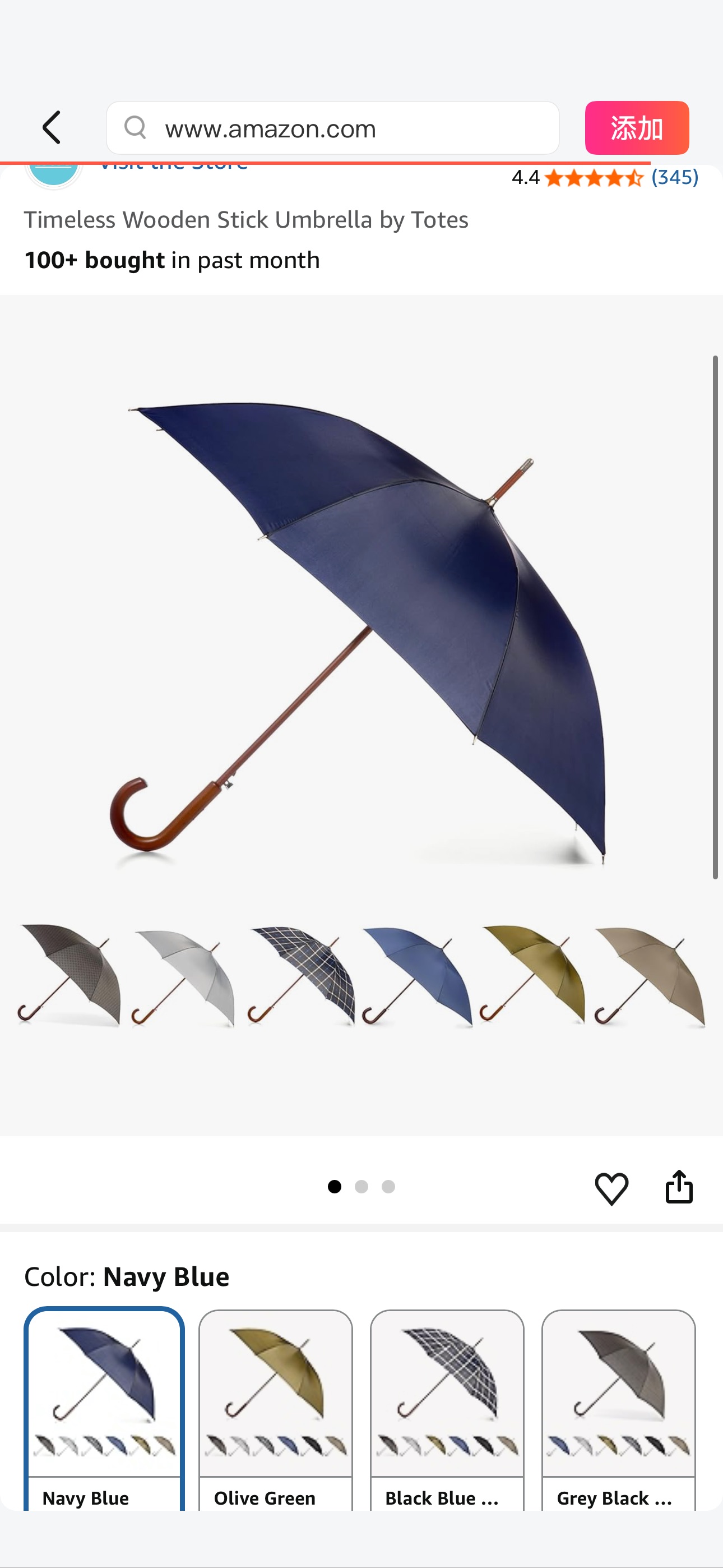 Amazon.com: Totes Auto Open Water Repellent Stick Umbrella with Classic Wood J Hook Handle : Clothing, Shoes & Jewelry