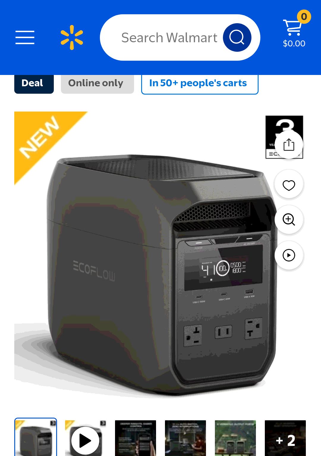 EF EcoFlow Portable Power Station DELTA 2 Lite 950Wh LiFePO4 (LFP) Battery Solar Generator,1800W AC Output for Outdoor Camping,Home Backup,Emergency,RV - Walmart.com