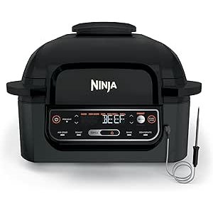 $199.95 Amazon.com: Ninja® Foodi™ Smart 5-in-1 Indoor Grill | With 4-Quart Air Fryer, Roast, Bake, Dehydrate, and Smart Cook System | Black | LG451BK: Home & Kitchen