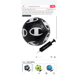 $8 Amazon.com : Champion Playmaker Soccer Ball (Size 5, Black/White) – 12-Panel Design, Enhanced Control, Durable TPU Cover & Butyl Bladder, for Indoor & Outdoor Training, Includes 6  Pump : Sports & Out