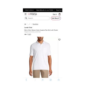 $38.65 Lands  End Men s Short Sleeve Cotton Supima Polo Shirt with Pocket - Macy s
