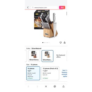 $59.98 Amazon.com: McCook® Knife Sets,German Stainless Steel Knife Block Sets with Built-in Sharpener, 15 Piece Chef Knife and More, Razor Sharp, Restaurant Grade, Anti-Rust, Elegant Box for Gift: Home & Kit