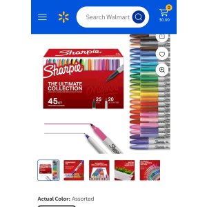 $20.00 Sharpie Permanent Markers Collection, Fine and Ultra Fine Points, 45 Assorted Colors - Walmart.com