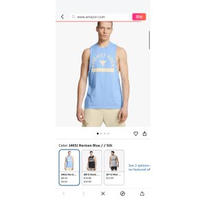 $4.32 Amazon.com: Under Armour Men s Project Rock Payoff Graphic Sleeveless T Shirt, (465) Horizon Blue / / Silt, X-Small : Clothing, Shoes & Jewelry