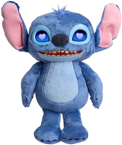 Amazon.com: Disney Stitch Many Moods 14-inch Interactive Plush, 50+ Sounds &amp; Phrases, LCD Eyes, Inspired by Disney's new Live-Action Lilo &amp; Stitch Movie, Toy for Fans, Girls, Bo