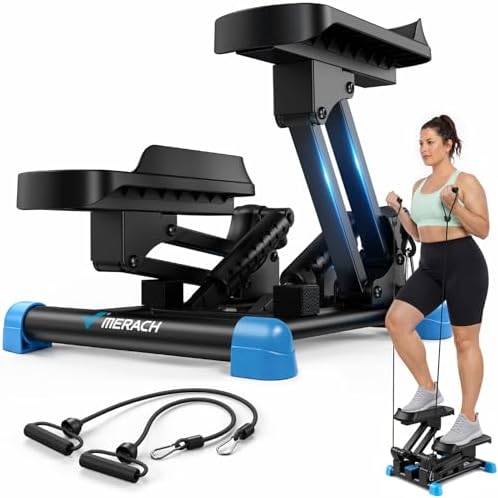 Amazon.com : MERACH New 3-in-1 Mini Steppers for Exercise at Home, Stair Stepper with Large Stride &amp; Shock Pad Design，with Resistance Bands for Full Body Workout, 330 LBS Capacity Exerci