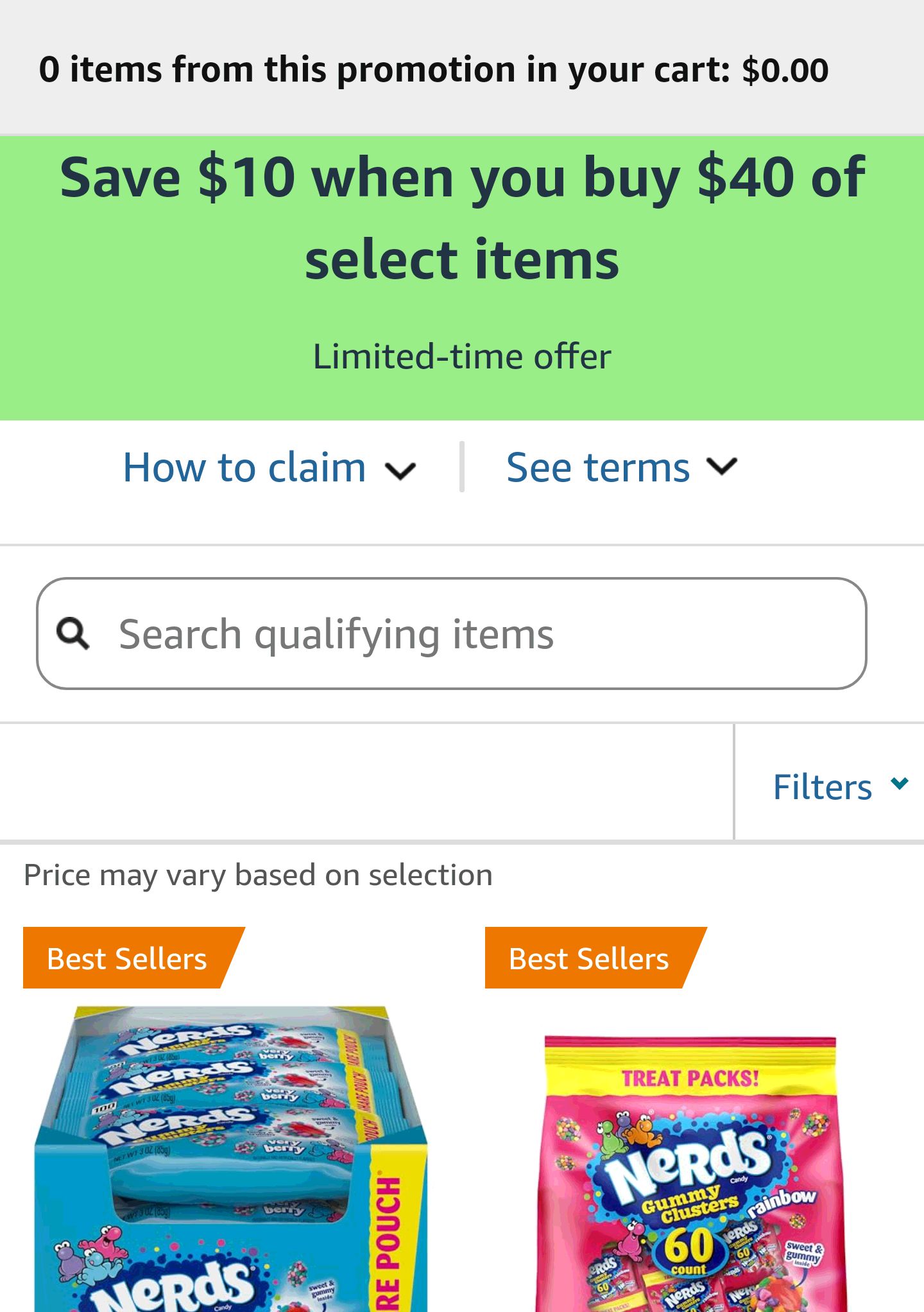 Save $10 when you buy $40 of select Sweets