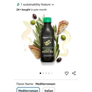$4.40 Amazon.com : Amazon Fresh, Mediterranean Extra Virgin Olive Oil, 16.9 Fl Oz : Grocery & Gourmet Food