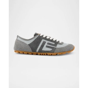 $297 Balmain Men s Racer 45 Suede & Nylon Low-Top Sneakers | Neiman Marcus