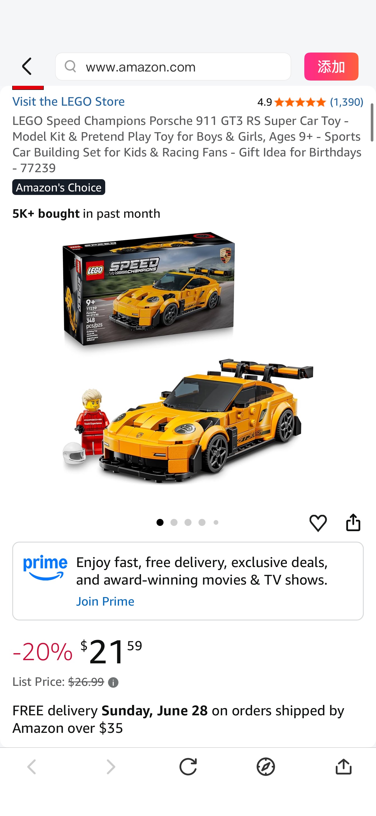 Amazon.com: LEGO Speed Champions Porsche 911 GT3 RS Super Car Toy - Model Kit & Pretend Play Toy for Boys & Girls, Ages 9+ - Sports Car Building Set for Kids & Racing Fans - Gift Idea for Birthdays - 