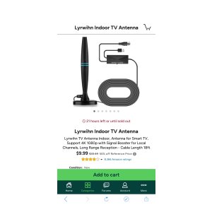 $9.99 Lyrwihn Indoor TV Antenna