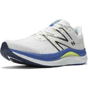 $51.71 Amazon.com | New Balance Men's FuelCell Propel V4 Running Shoe, White/Marine Blue/Thirty Watt, 7 Wide | Tennis & Racquet Sports