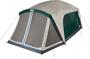 Amazon.com : Coleman Skylodge 12-Person Tent with Rainfly &amp; Screened Porch, Weatherproof Family Tent Fits 4 Queen-Sized Airbeds, Color-Coded Poles &amp; Sleeves : Sports &amp; Outdoors