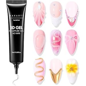 $6.99 Amazon.com: Makartt 3D Gel Nail Art, Sculpting Gel Glue for Drawing, Molding, Sculpture, Gems and Decoration, No Wipe Clear Gel Polish for DIY Nail Designs, 15g : Beauty & Personal Care