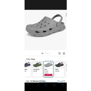 $14.99 Amazon.com | Womens Mens Garden Clogs with Arch Support, Unisex Adult Classic Slip On Slides Sandals Outdoor Beach Pool Grey | Mules & Clogs