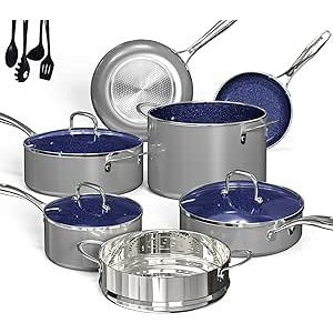 $105.99 Amazon.com: Deluxe DUXANO 14PC Healthy Pots and Pan With 9H Anti-scratch Coating, 2-Layer Non-Stick Ceramic&PFAS Free, Sensitively&Evenly Induction Cooking, Enhanced Flavor with Infr