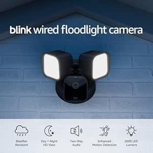 $29.99 Amazon.com: Blink Wired Floodlight Camera - Smart security camera, 2600 lumens, HD live view, enhanced motion detection, built-in siren, Works with Alexa – 1 camera (Black) : Health & Household