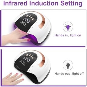 $16.99 Amazon.com: 268W UV LED Nail Lamp, LKE Nail Dryer for Gel Polish, 4 Timers UV Nail Lamp Professional Nail Light, 57Pcs Lamp Beads and Automatic Sensor(White) : Beauty & Personal Care
