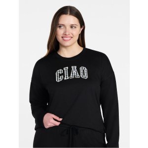 $3.25 Joyspun Women s French Terry Knit Long Sleeve Lounge Sleep Top, Sizes XS-3X - Walmart.com