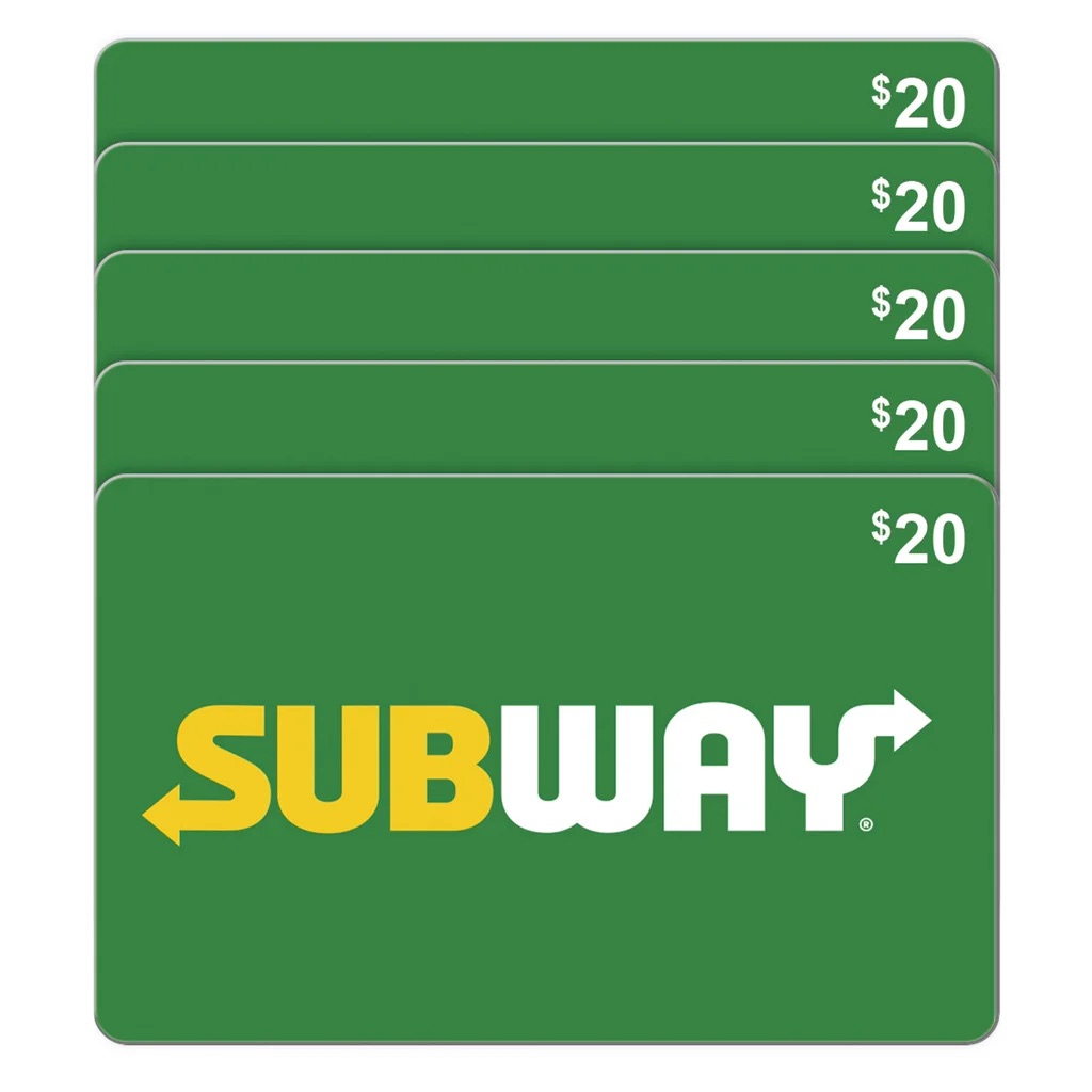 Subway Five Restaurant $20 eGift Cards ($100 Value) | Costco