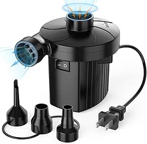 Amazon.com: Electric Air Pump for Inflatables,Portable Quick-Fill Air Pump with 3 Nozzles,110-120V, Inflator &amp; Deflator Pumps for Outdoor Camping, Air Mattress Beds,Boats,Inflatable Cush