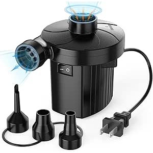 $8.39 Amazon.com: Electric Air Pump for Inflatables,Portable Quick-Fill Air Pump with 3 Nozzles,110-120V, Inflator & Deflator Pumps for Outdoor Camping, Air Mattress Beds,Boats,Inflatable Cush