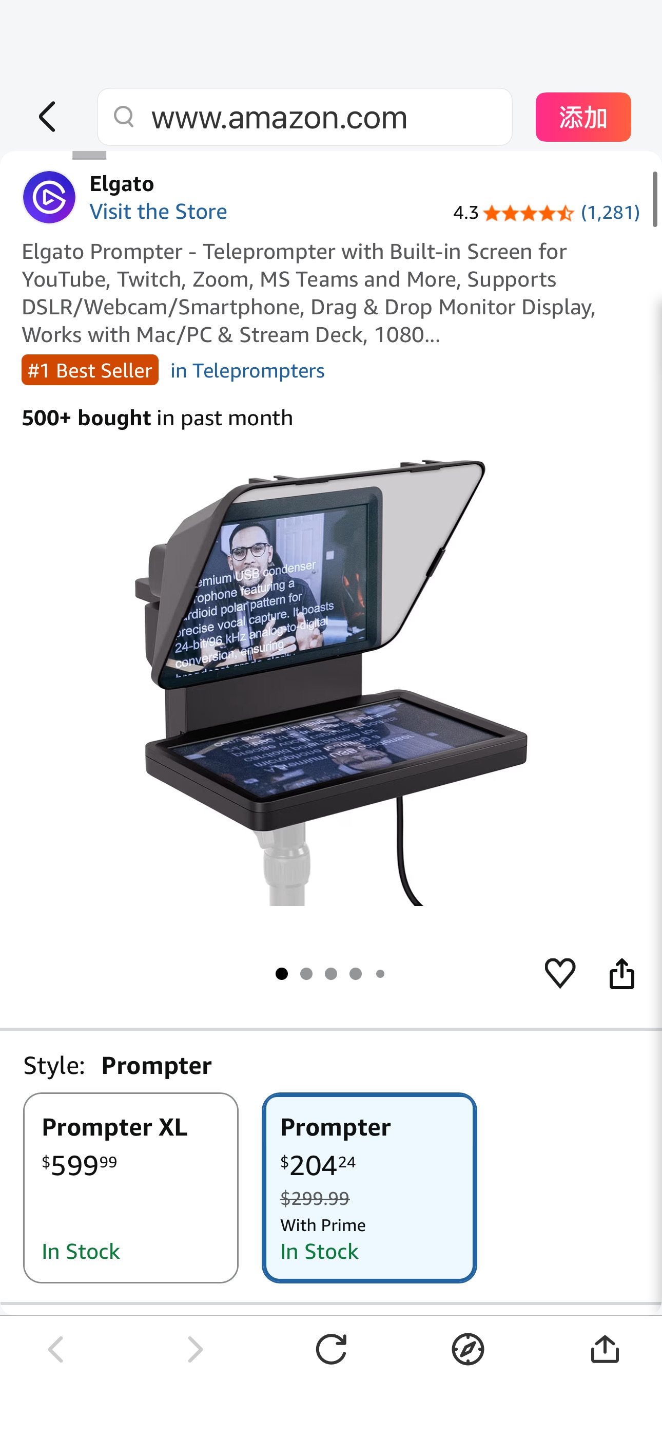 Amazon.com: Elgato Prompter - Teleprompter with Built-in Screen for YouTube, Twitch, Zoom, MS Teams and More, Supports DSLR/Webcam/Smartphone, Drag & Drop Monitor Display, Works with Mac/PC & Stream D