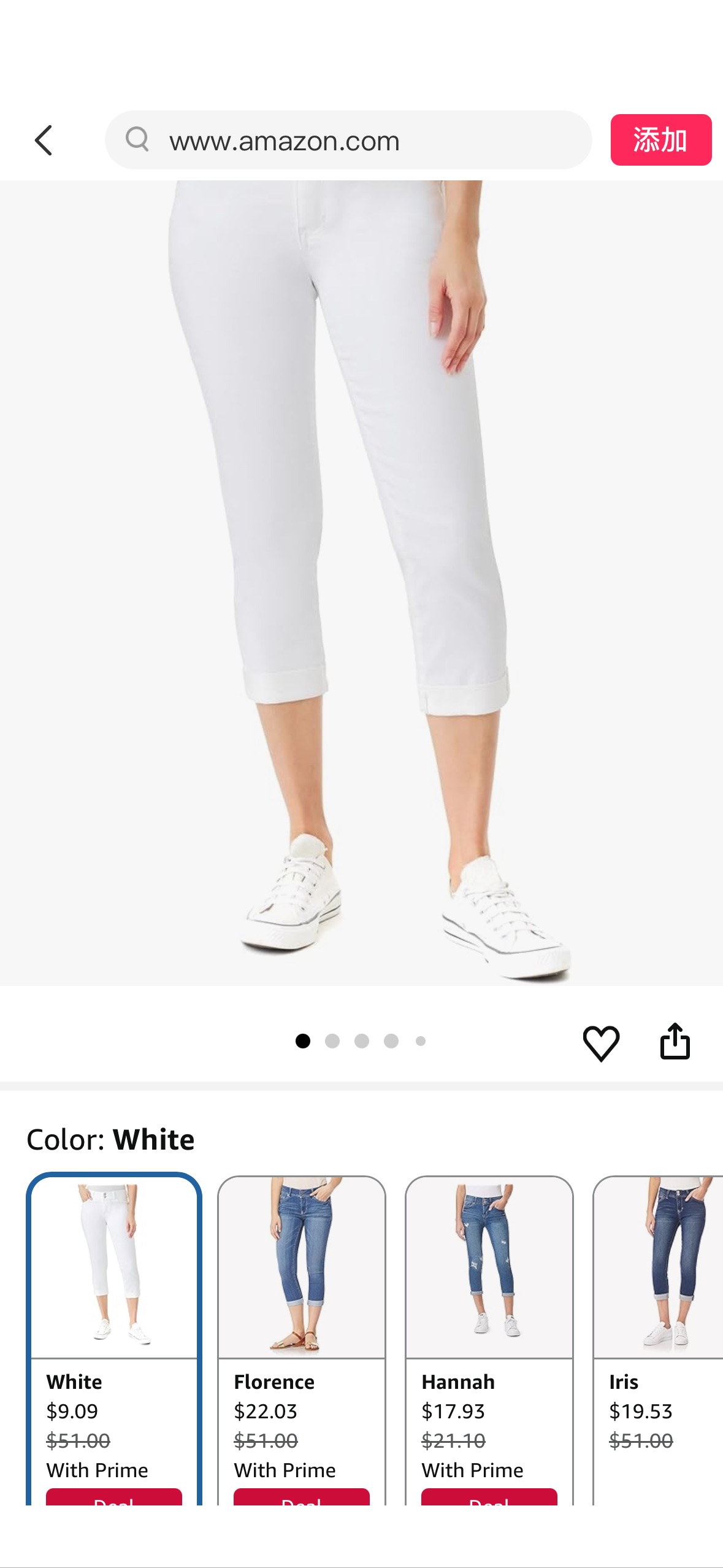 WallFlower Jeans for Women Ultra Crop 23.5” Inseam Mid-Rise​​ Insta Soft Denim, Juniors Jeans, White, 17 at Amazon Women's Jeans store