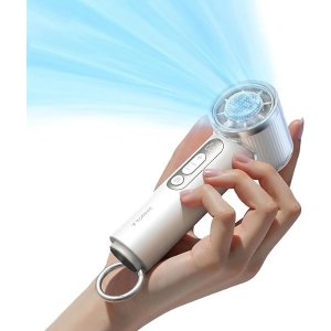 $44.2 Amazon.com: TORRAS COOLiFY iva Handheld Fan with Ice Cooler, [Chill by 50°F], 0-100 Adjustable Speed, Super Mini Powerful Portable Fan 4900mAh Rechargeable, Hand Fans for Travel Essentials,Mothers Day