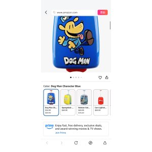 $34.99 Amazon.com | Bioworld Dog Man Character Logo Blue 16.5  Rolling Luggage | Kids  Luggage
