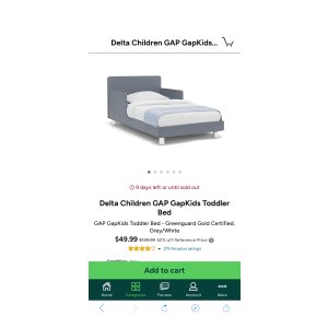 $49.99 Delta Children GAP GapKids Toddler Bed