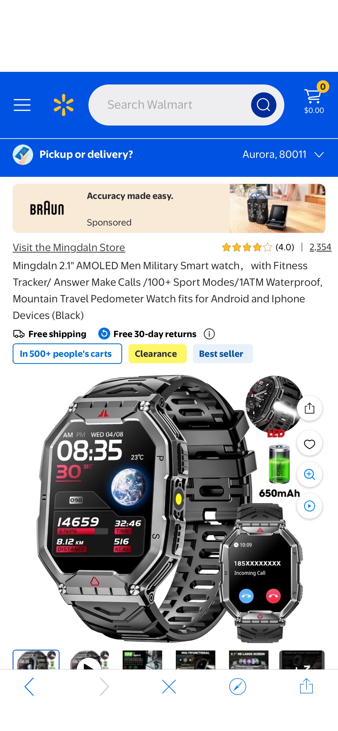 Mingdaln Smart Watch, 1.83 Inch Full Touch, Waterproof, Large Face, Answer/Make Calls, Fitness Tracker for Android iOS - Walmart.com
