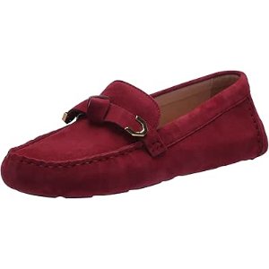 $29.10 Amazon.com | Cole Haan Women's Evelyn Bow Driving Style Loafer, Black Cherry Suede/Patent Leather, 8 Wide | Loafers & Slip-Ons