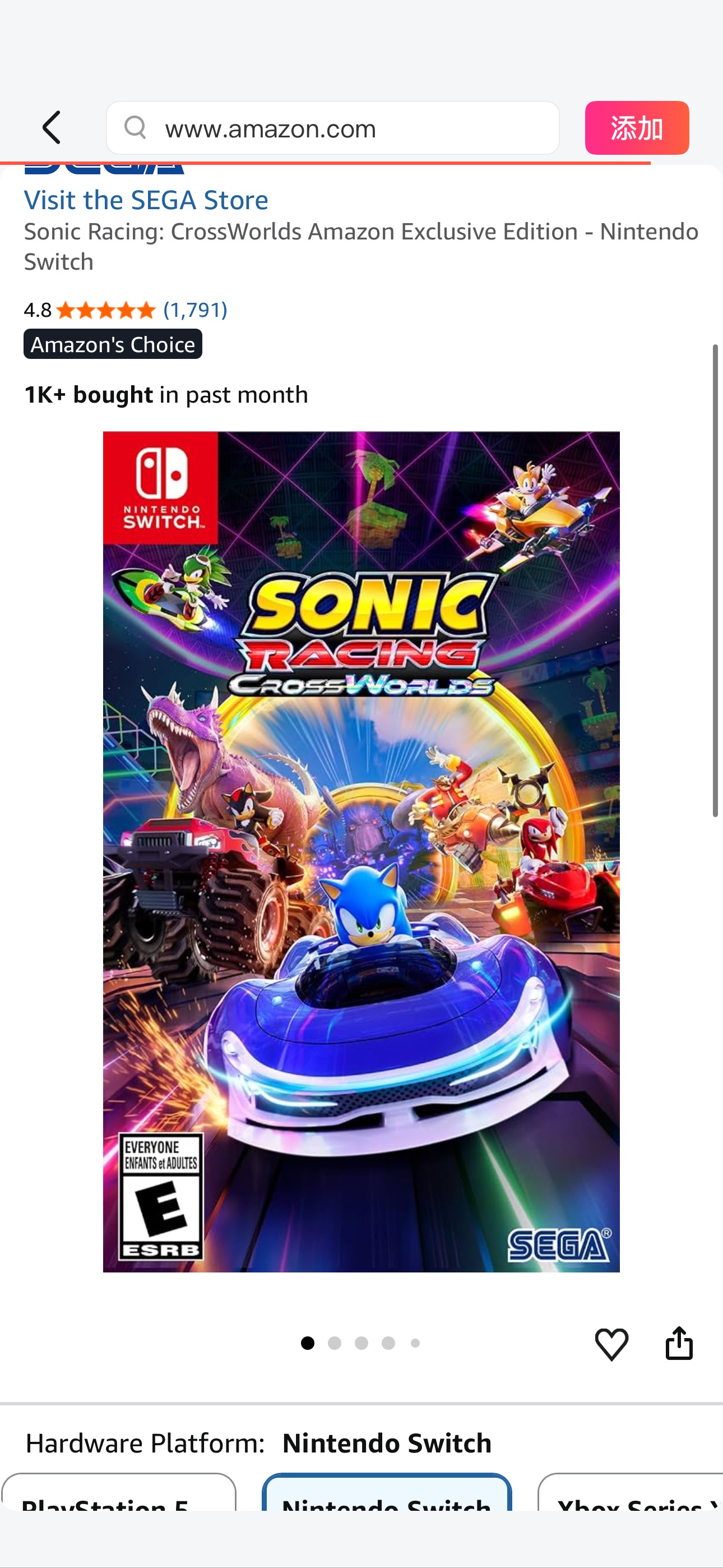 Amazon.com: Sonic Racing: CrossWorlds Amazon Exclusive Edition - Nintendo Switch : Toys & Games